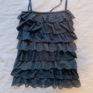 ruffled navy blue hollister tank top